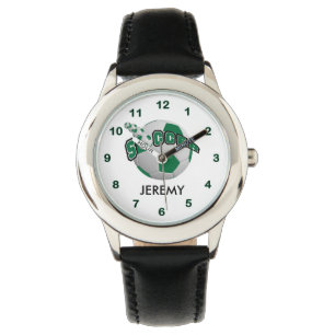 Montre Enfants Personnalisé Dark Green Soccer