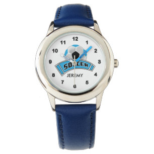 Montre Enfants Soccer bleu personnalisé