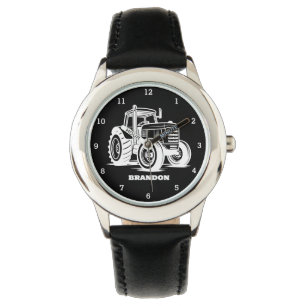Montre Enfants Tractor Boys Black Nom personnalisé