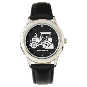 Montre Enfants Tractor Boys Black Nom personnalisé