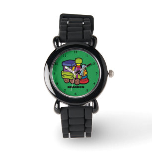 Montre Enfants Train Boys Black Nom Personnalisé
