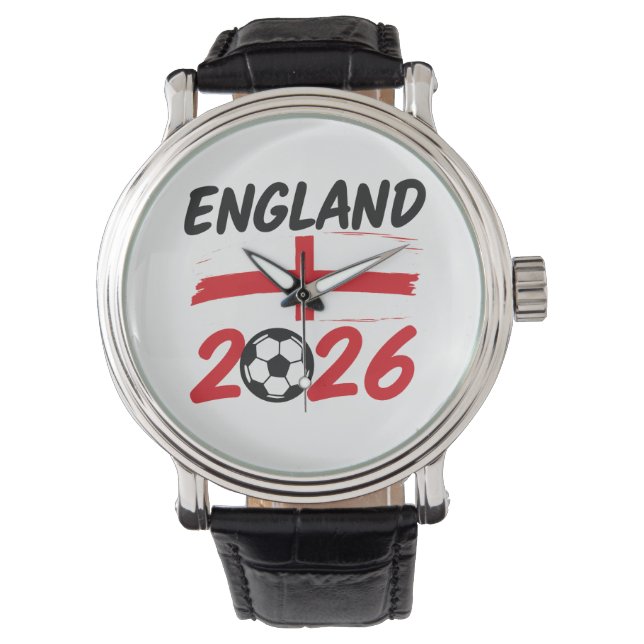 Montre England 2026 Soccer Fan Design, Cross and Football (devant)