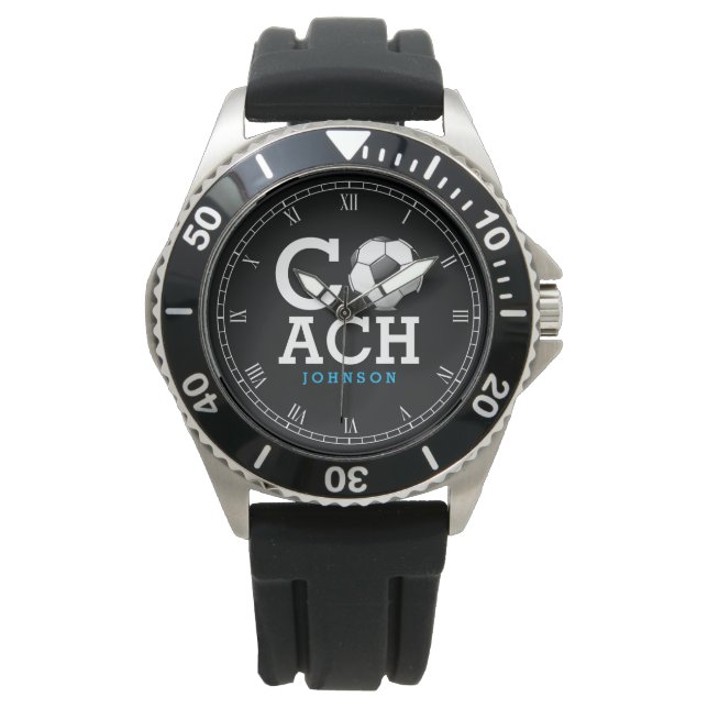 Montre Entraîneur de football de nom personnalisé (devant)