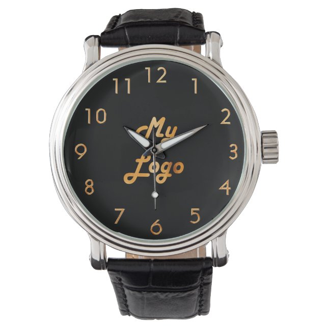Montre Entreprise d'image de logo en or noir (devant)