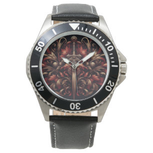 Montre Epée rouge et bronze écossais celtique