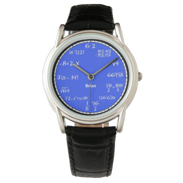 Montre Equations Maths Bleues Surveillance personnalisée (devant)