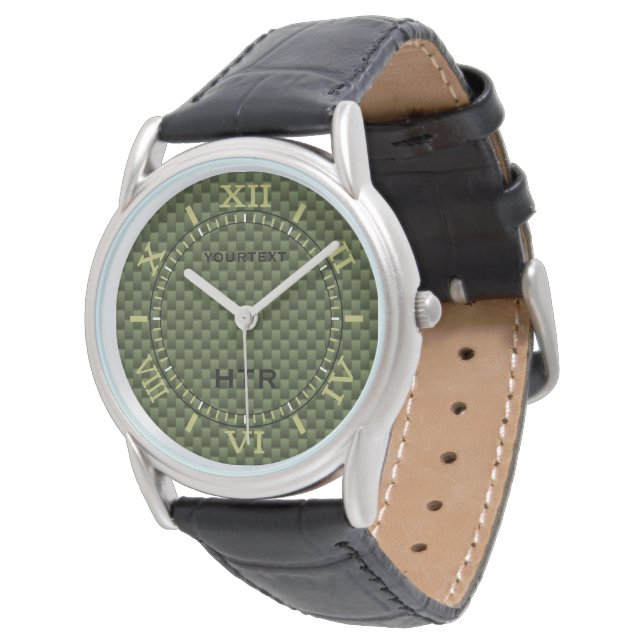 Montre Équipe cycliste Olive Green Carbon (Incliné)