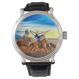 Montre Équipe de Roping de Rodéo Corral Sunset Rustique O