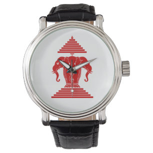 Montre Erawan Trois éléphant en tête Lao / Laos Drapeau