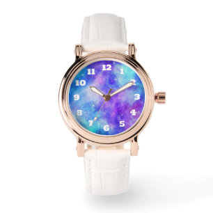 Montre Espace de galaxie violet et bleu Abstrait