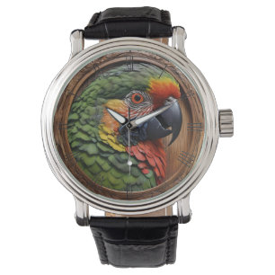 Montre Esprit Australien : un loriquet perché dans du boi
