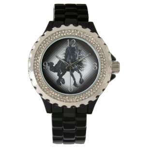 Montre Étalon friésien cheval de beauté noir