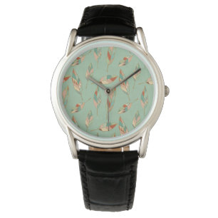 Montre Étape Geo Sud-Ouest Motif de plumes vertes