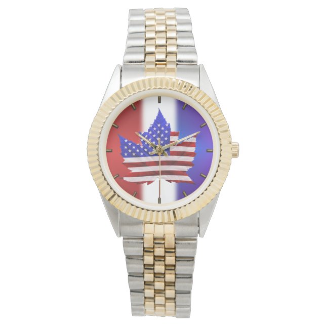 Montre États-Unis / Canada Watch Canadian USA Flag Wrist  (devant)