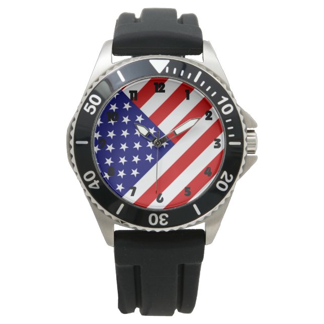 Montre États-Unis Drapeau Fat Black Numbers wact (devant)