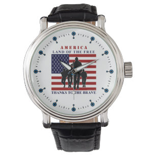 Montre Etats-Unis Drapeau Soldats Terre de surveillance l
