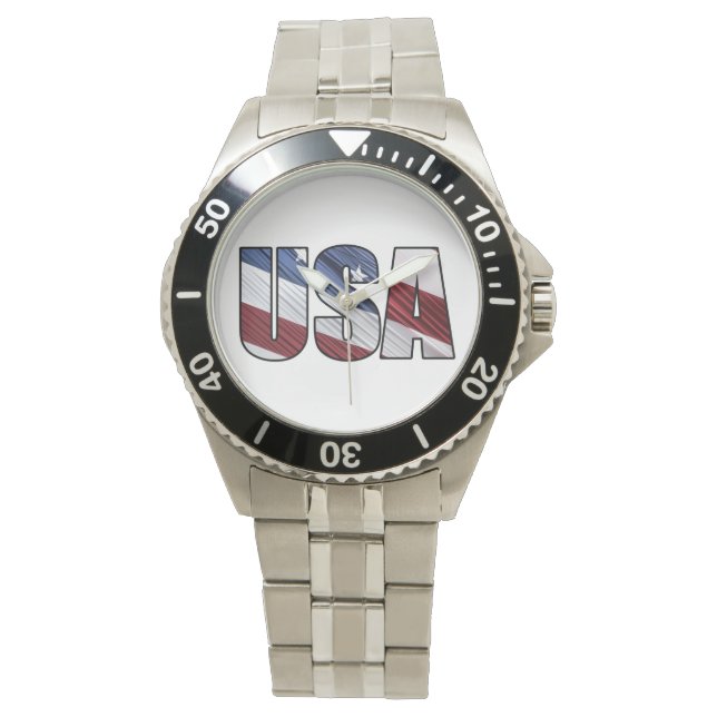 Montre États-Unis en rouge blanc et bleu drapeau patrioti (devant)