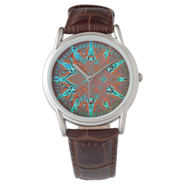 Montre Étoile fractale Turquoise de l'avenir (devant)