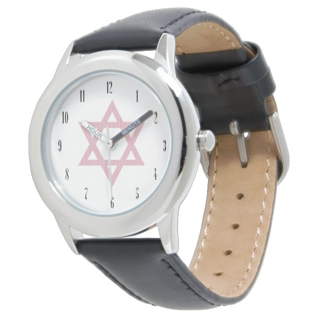 Montre Étoile rose de David-Judaïsme (Incliné)