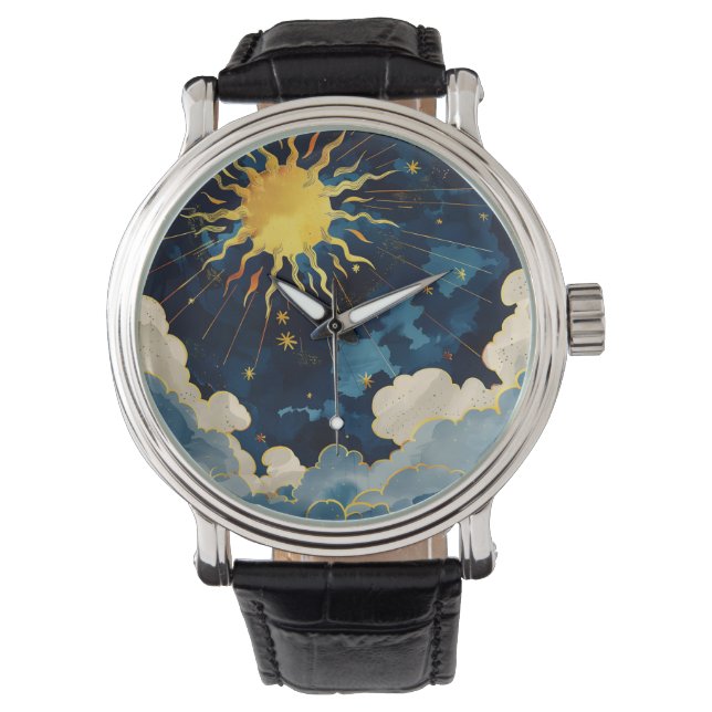 Montre Étoiles célestes et nuages bleus modernes (devant)