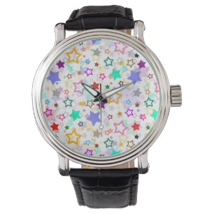 Montre Étoiles colorées blanches 