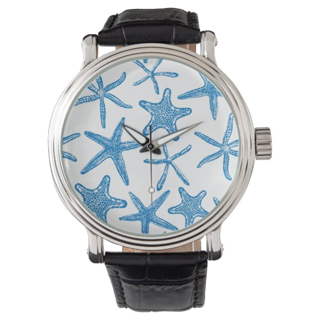Montre étoiles de mer en bleu (devant)