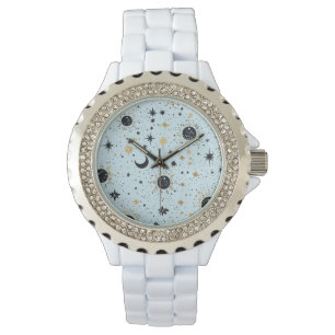 Montre Étoiles de soleil céleste bleu noir et or