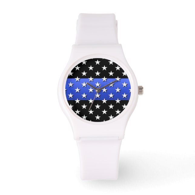 Montre Étoiles et rayures de police de la Ligne Bleue Min (Recto)
