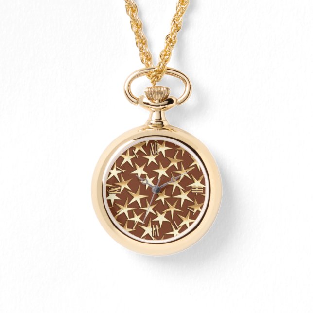Montre étoiles or sur chocolat brun (Recto)