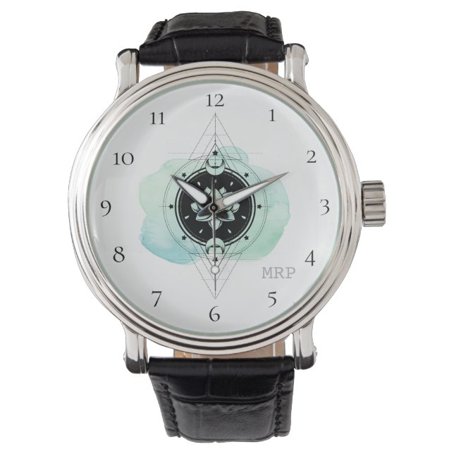 Montre *~* Étoiles Spirituelles Lune Lotus Géométrie Sacr (devant)