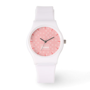 Montre Étoiles sur Monogramme rose ou nom personnalisé