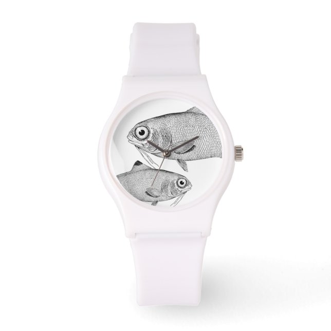 Montre Étrange dessin de poisson vintage (Recto)