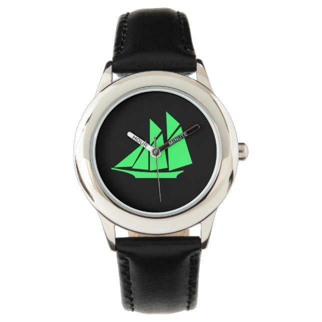 Montre Expédition de la clipper Ocean Glow_Green-on-Black (devant)