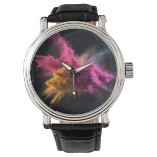 Montre Explosion de poudre rose et orange