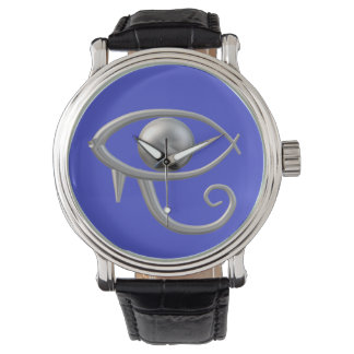 Montre Eye of Ra silver on blue watch
