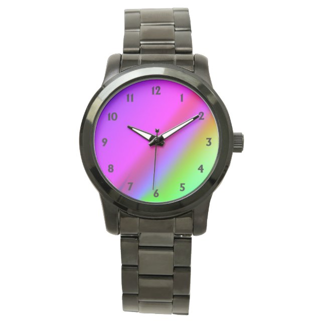 Montre Face arc-en-ciel avec chiffres noirs (devant)