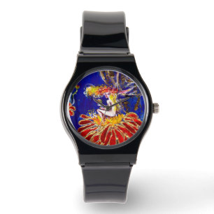MONTRE FAERY DE NUIT SUR LA FLEURS ROUGE