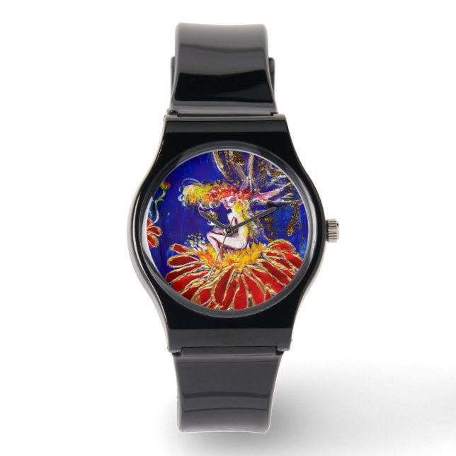 MONTRE FAERY DE NUIT SUR LA FLEURS ROUGE (Recto)