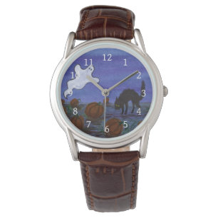 Montre Fantôme et chat noir dans le Patch Citrouille Hall