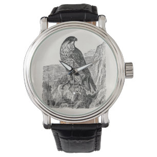 Montre Faucon pèlerin vintage Oiseaux rétro personnalisés