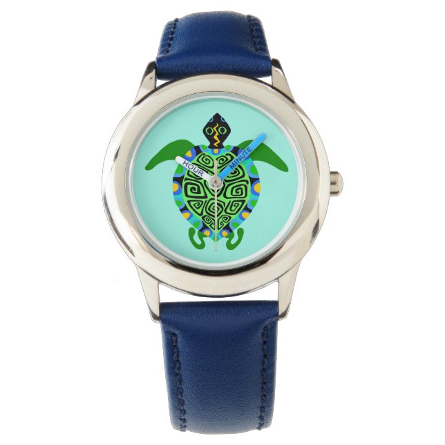 Montre Faune - Mer TURTLE - Nature - Aqua - (devant)