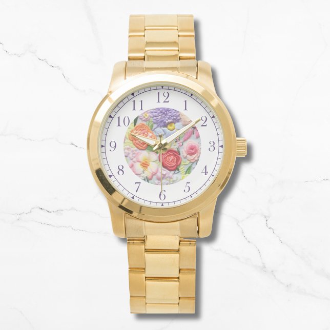 Montre Faux colorées Brodées Florales Stylish Femmes (Créateur téléchargé)