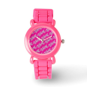 Montre Faux diamant sur boule rose chaud