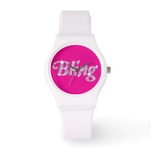 Montre Faux diamant sur rose Bling design Watch