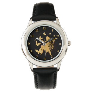 Montre Fée de papillon d'or personnalisé