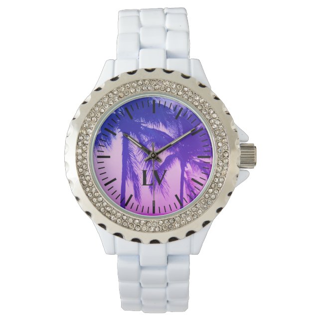 Montre féminine exotique avec photo de palmier (devant)