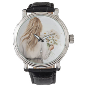 Montre Femme Avec Daisy Bouquet
