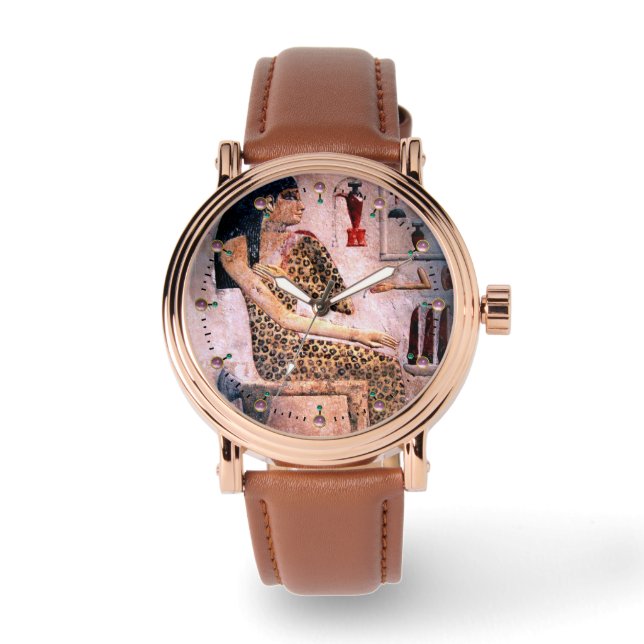 MONTRE FEMME ÉLÉGANTE, MODE ET BEAUTÉ DE L'ÉGYPTE ANTIQUE (Recto)