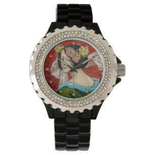 MONTRE FEMME ROMANTIQUE AVEC FLEURS VINTAGE ENAMI