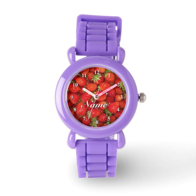 Montre femme rouge fraise avec bracelet (Recto)